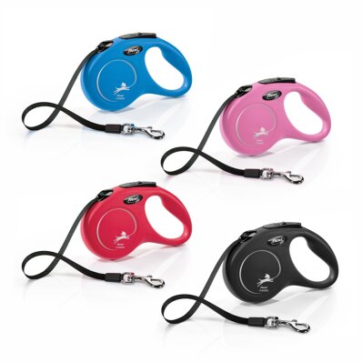 Flexi - smycz automatyczna NEW CLASSIC taśma S, 5m-FL-GR-9-Czerwony Niebieski