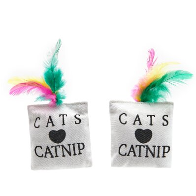 Chadog zabawka dla kota - 2 poduszki 7x7 cm z piórami 1