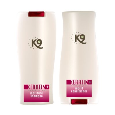 K9 Keratin+ zestaw kosmetyków nawilżający z keratyną szampon + odżywka, 2x300 ml 1
