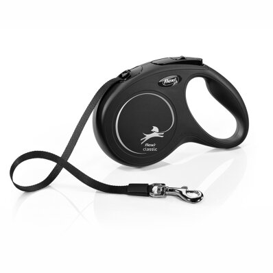 Flexi - smycz automatyczna NEW CLASSIC taśma M, 5m czarna-FL-803222-Czarny