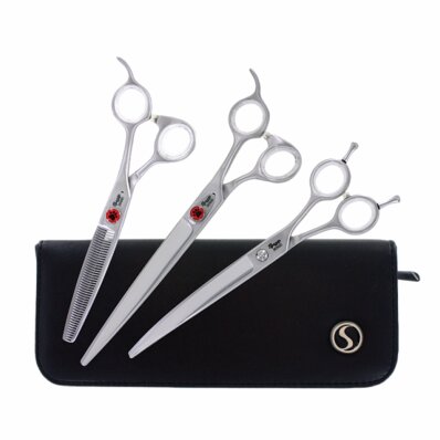 Sensei Pup Trio Set 8" - zestaw profesjonalnych nożyczek i degażówek z japońskiej stali, 3 sztuki 1