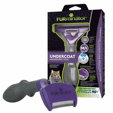 FURminator Cat Medium/Large Long Hair - narzędzie do usuwania podszerstka dla średnich i dużych kotów o długiej sierści 1