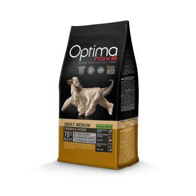 Optimanova Adult Medium Chicken & Potato 12 kg - karma bezglutenowa dla dorosłych psów średnich ras 1