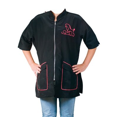 Chadog Letizia Pink - bluza groomerska czarna z wykończeniem różowym 1