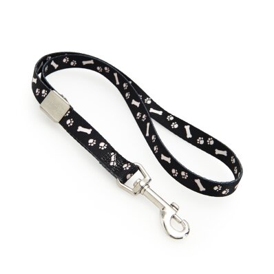 Trim Tritra - smycz groomerska nylonowa czarna w kości i łapki szer. 1,6 cm, dł. 44 cm 1