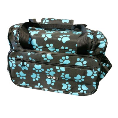 Wahl - czarna torba groomerska z motywem niebieskich psich łapek 1