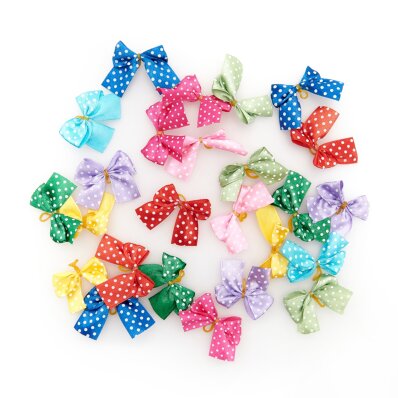 Trim Tritra - kokardki ozdobne satynowe w białe kropeczki mix kolorów 25 szt. 1