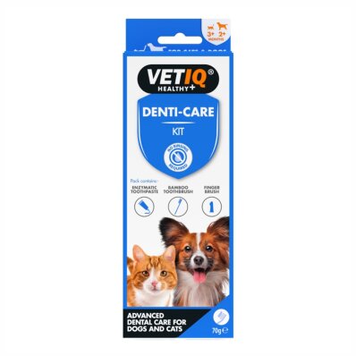 VetIQ Denti-Care Kit - enzymatyczna pasta do zębów dla psów i kotów + 2 szczoteczki
