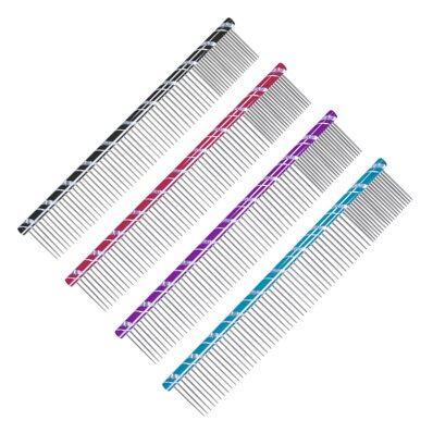 Chadog Ideal Dog - grzebień metalowy mieszany 80/20 długość 25 cm-CHA-GR-4-Fioletowy Czerwony Niebieski Czarny