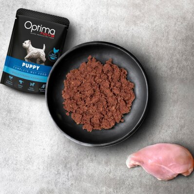 Optimanova Puppy Chicken 300 g - mokra karma dla szczeniaków z kurczakiem w saszetce 1
