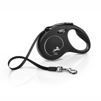 Flexi - smycz automatyczna NEW CLASSIC taśma S, 5m czarna 1