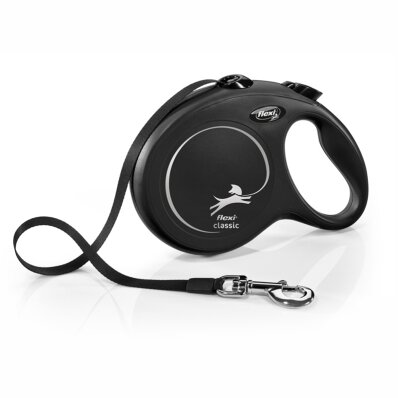 Flexi - smycz automatyczna NEW CLASSIC taśma L, 8m czarna