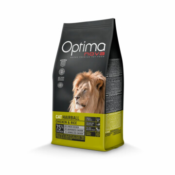 Próbka Optimanova Cat Hairball Chicken & Rice - karma dla kotów z formułą odkłaczania 1