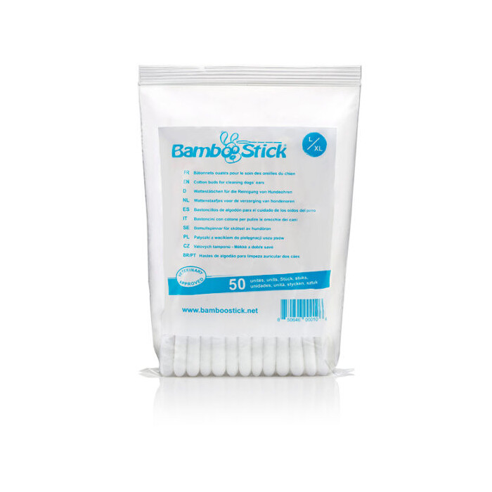 Patyczki BambooStick do czyszczenia uszu dla dużych psów L/XL 50 szt.