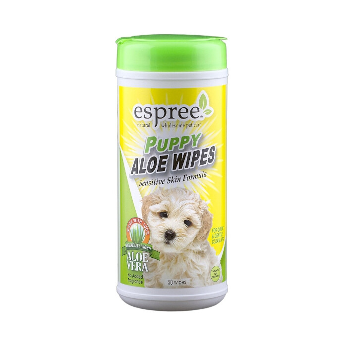 Espree Puppy Wipes Aloe Vera 50 szt. - chusteczki z aloesem do czyszczenia sierści szczeniąt