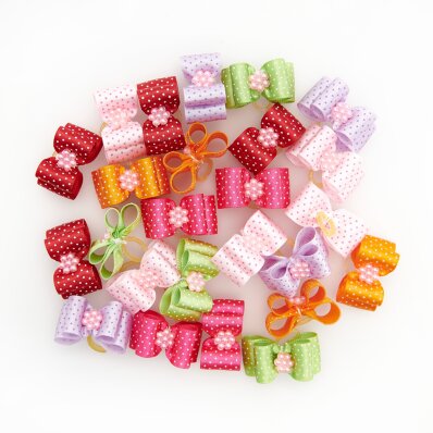 Trim Tritra - kokardki ozdobne w kropeczki podwójnie składane mix kolorów 25 szt. 1