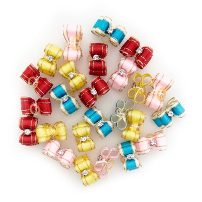 Trim Tritra - kokardki ozdobne z diamentem i złotą nitką mix kolorów 25 szt. 1