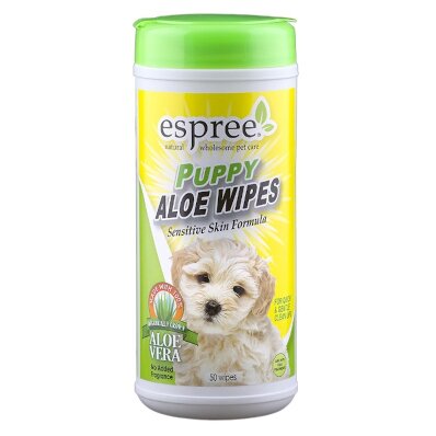 Espree Puppy Wipes Aloe Vera - chusteczki z aloesem do czyszczenia sierści szczeniąt 50 sztuk 1