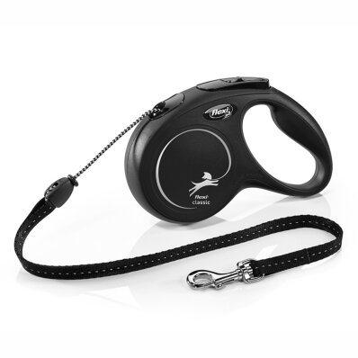 Flexi - smycz automatyczna NEW CLASSIC linka M, 5m czarna