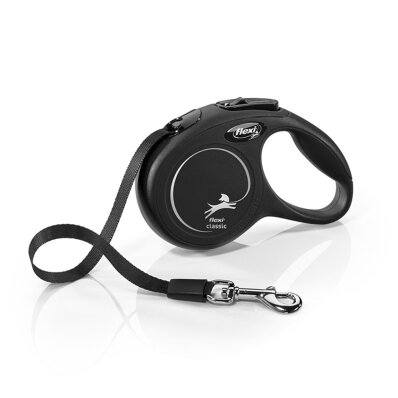 Flexi - smycz automatyczna NEW CLASSIC taśma XS, 3m czarna 1