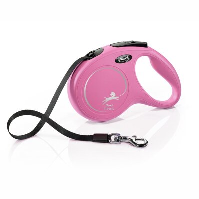 Flexi - smycz automatyczna NEW CLASSIC taśma M, 5m różowa